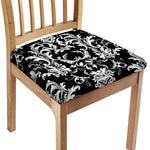 Black And White Damask Pattern Print Chair Cushion Cover