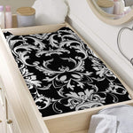 Black And White Damask Pattern Print Changing Pad Cover