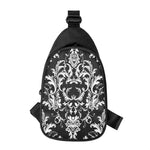 Black And White Damask Pattern Print Chest Bag