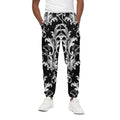 Black And White Damask Pattern Print Cotton Sweatpants