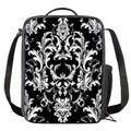 Black And White Damask Pattern Print Crossbody Lunch Bag