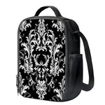 Black And White Damask Pattern Print Crossbody Lunch Bag