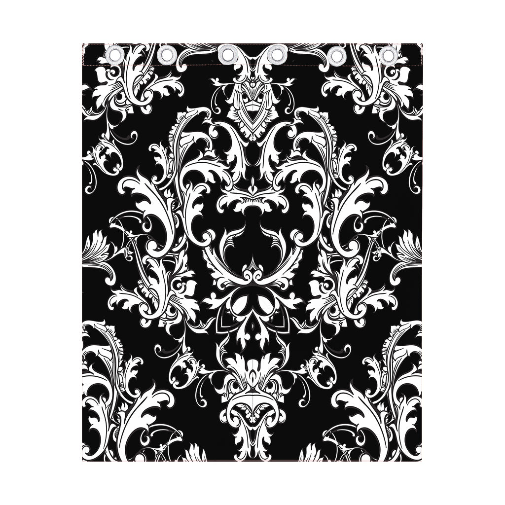 Black And White Damask Pattern Print Curtain