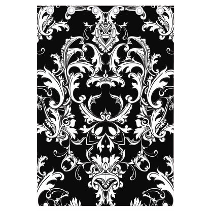 Black And White Damask Pattern Print Curtain