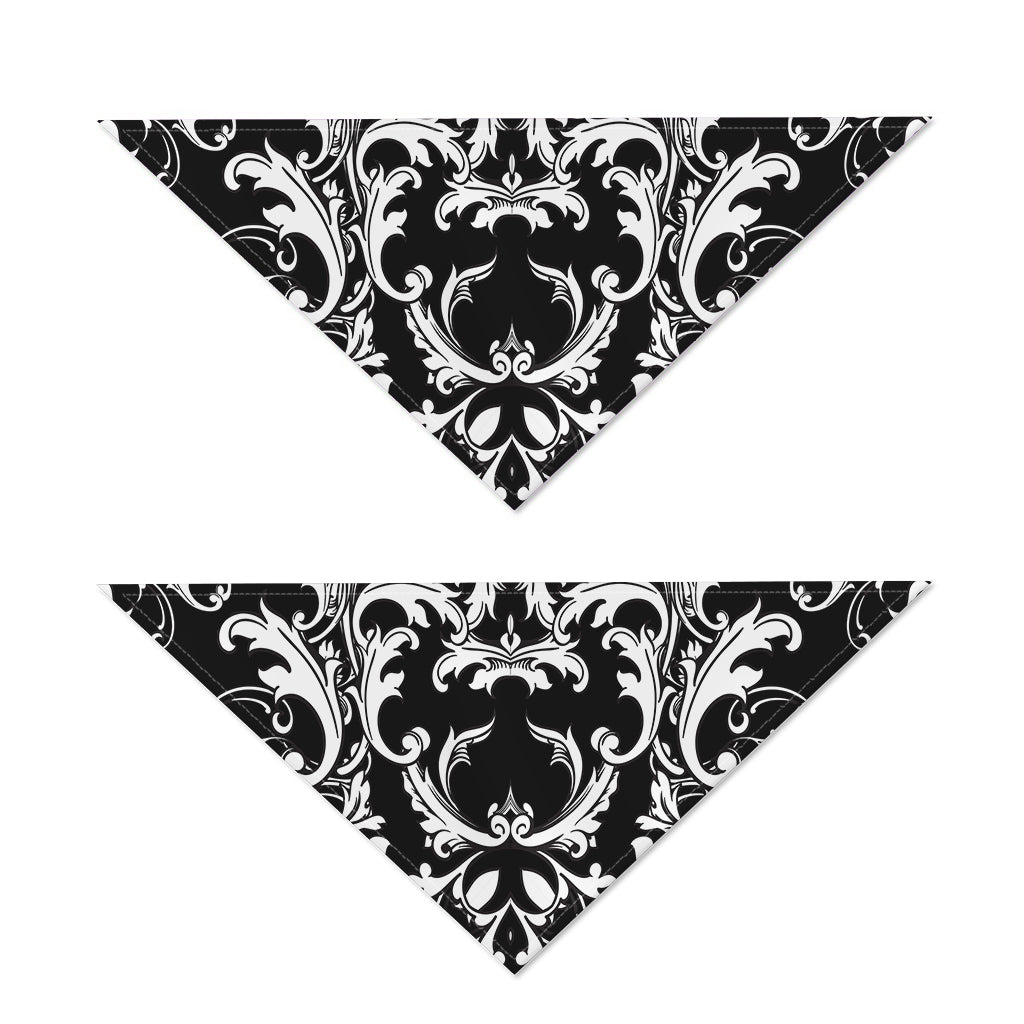 Black And White Damask Pattern Print Dog Bandana