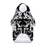 Black And White Damask Pattern Print Dog Zip Up Hoodie