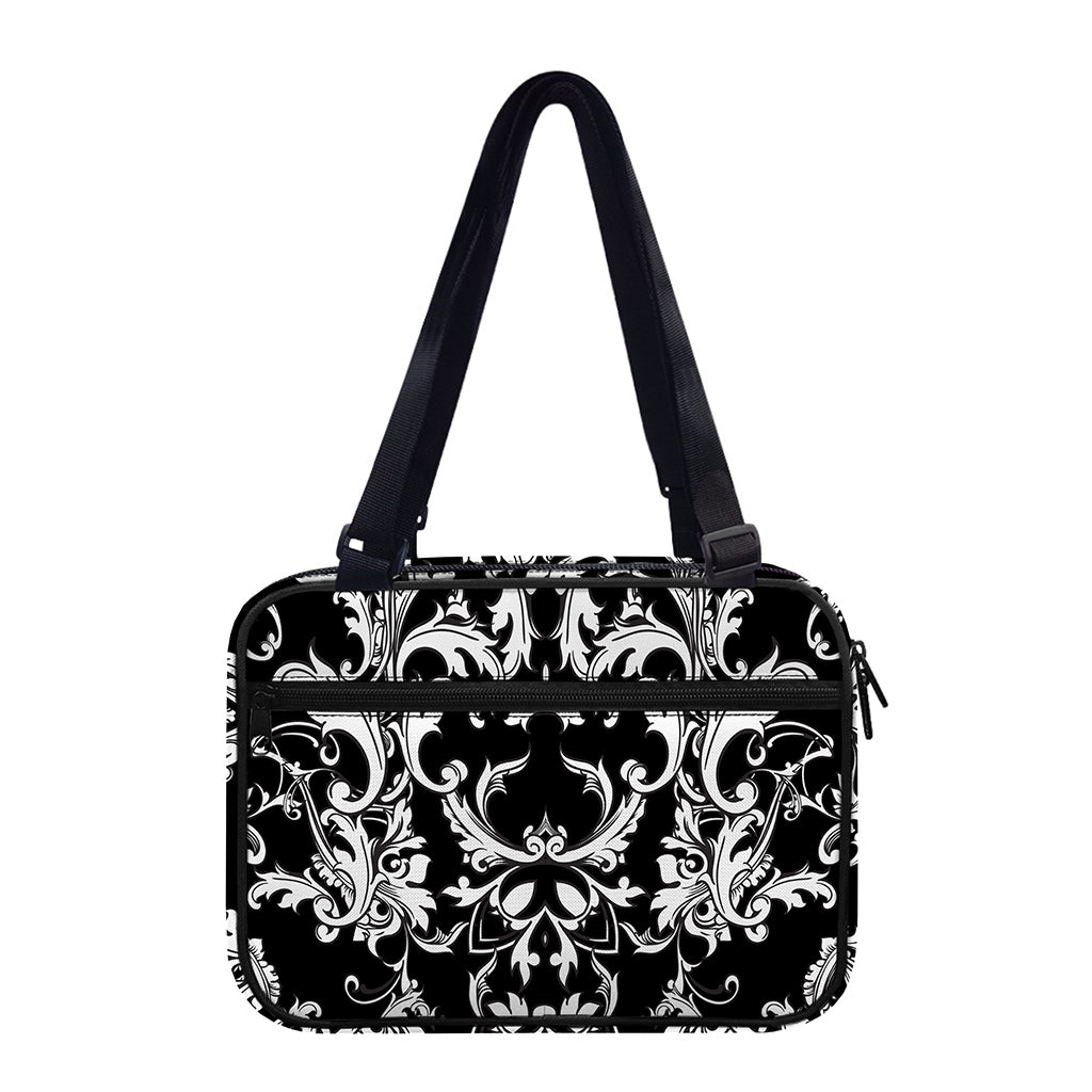 Black And White Damask Pattern Print Double Strap Bible Bag