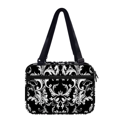 Black And White Damask Pattern Print Double Strap Bible Bag