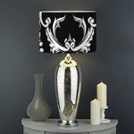Black And White Damask Pattern Print Drum Lamp Shade