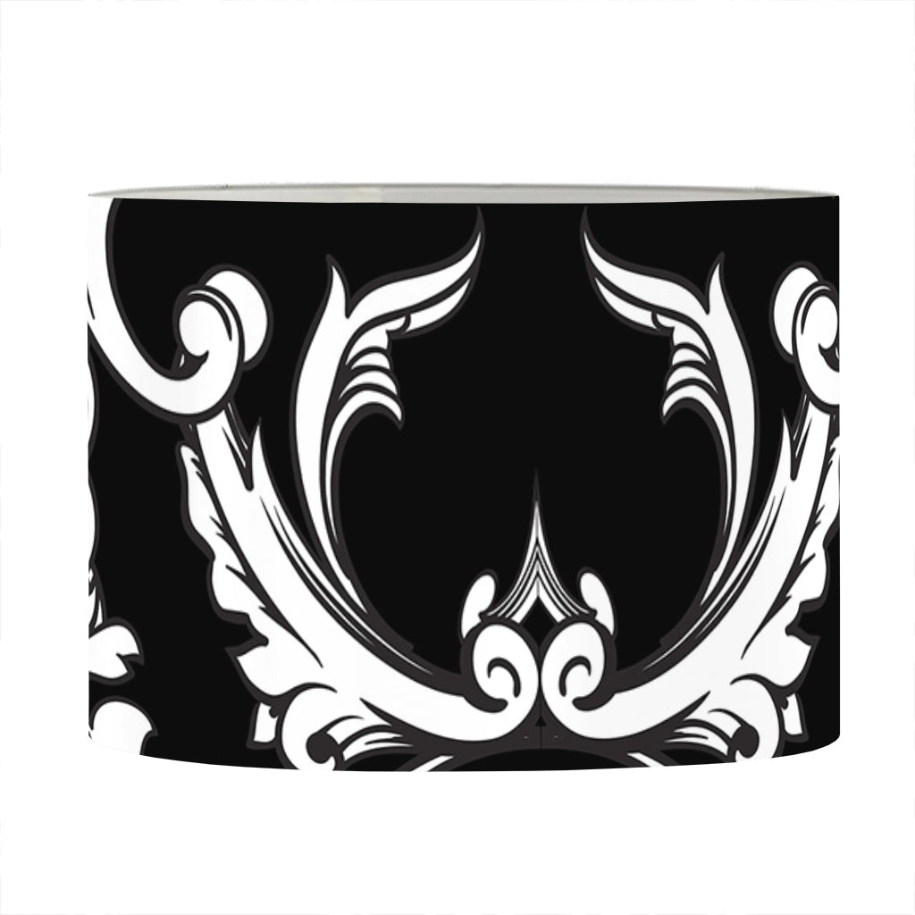 Black And White Damask Pattern Print Drum Lamp Shade
