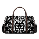 Black And White Damask Pattern Print Duffle Bag