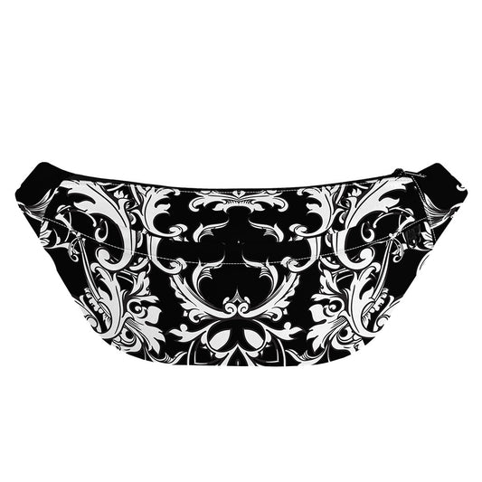 Black And White Damask Pattern Print Fanny Pack