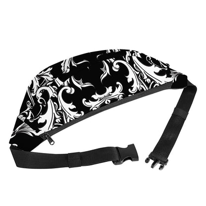 Black And White Damask Pattern Print Fanny Pack