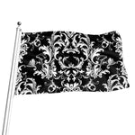 Black And White Damask Pattern Print Flag
