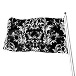 Black And White Damask Pattern Print Flag