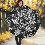 Black And White Damask Pattern Print Foldable Umbrella