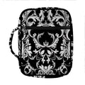 Black And White Damask Pattern Print Front Pocket Bible Bag