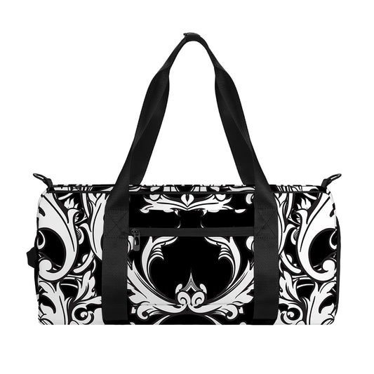 Black And White Damask Pattern Print Gym Bag
