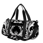 Black And White Damask Pattern Print Gym Bag