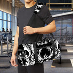 Black And White Damask Pattern Print Gym Bag