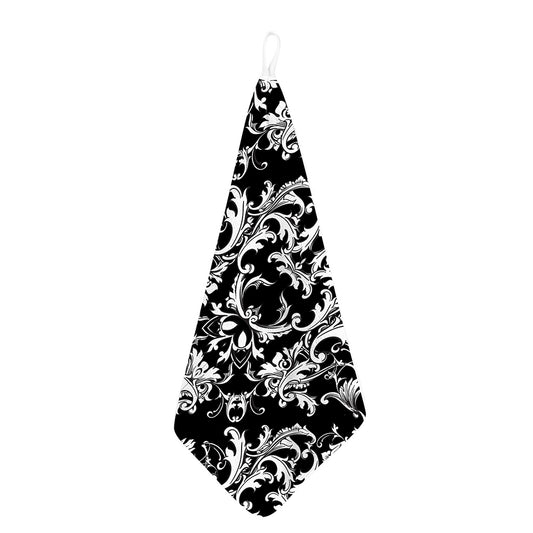 Black And White Damask Pattern Print Hand Towel