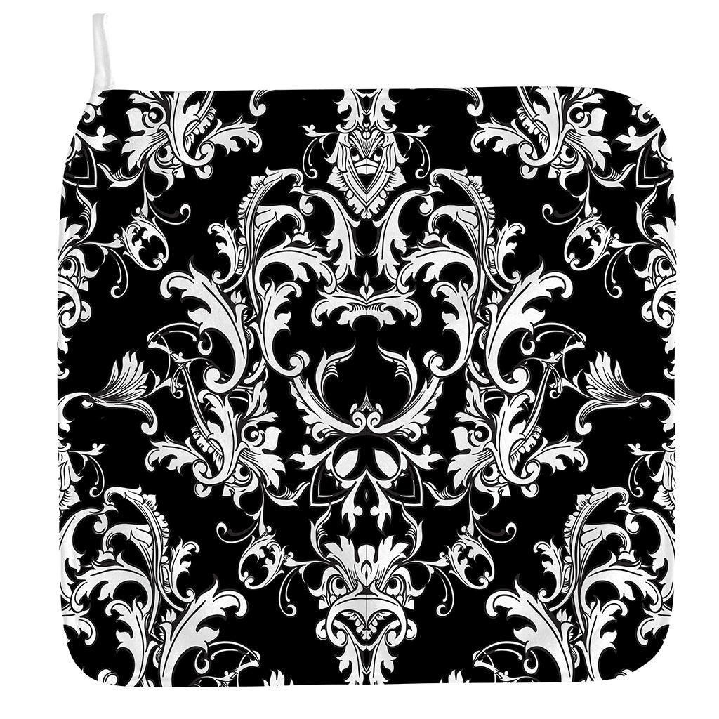 Black And White Damask Pattern Print Hand Towel