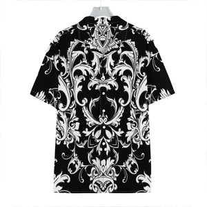 Black And White Damask Pattern Print Hawaiian Shirt