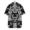 Black And White Damask Pattern Print Hawaiian Shirt