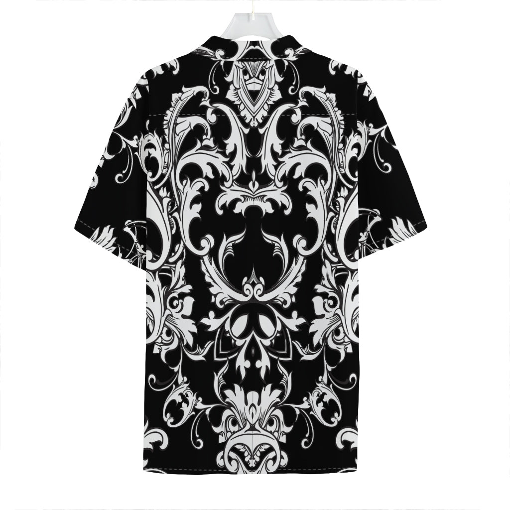 Black And White Damask Pattern Print Hawaiian Shirt