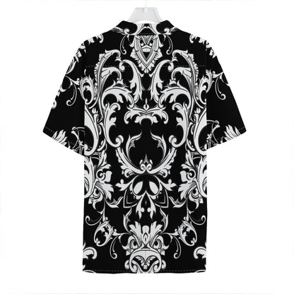 Black And White Damask Pattern Print Hawaiian Shirt