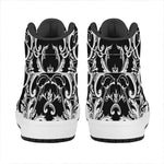 Black And White Damask Pattern Print High Top Leather Sneakers