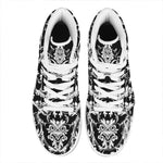 Black And White Damask Pattern Print High Top Leather Sneakers