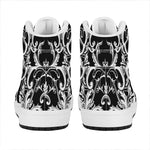 Black And White Damask Pattern Print High Top Leather Sneakers