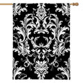 Black And White Damask Pattern Print House Flag