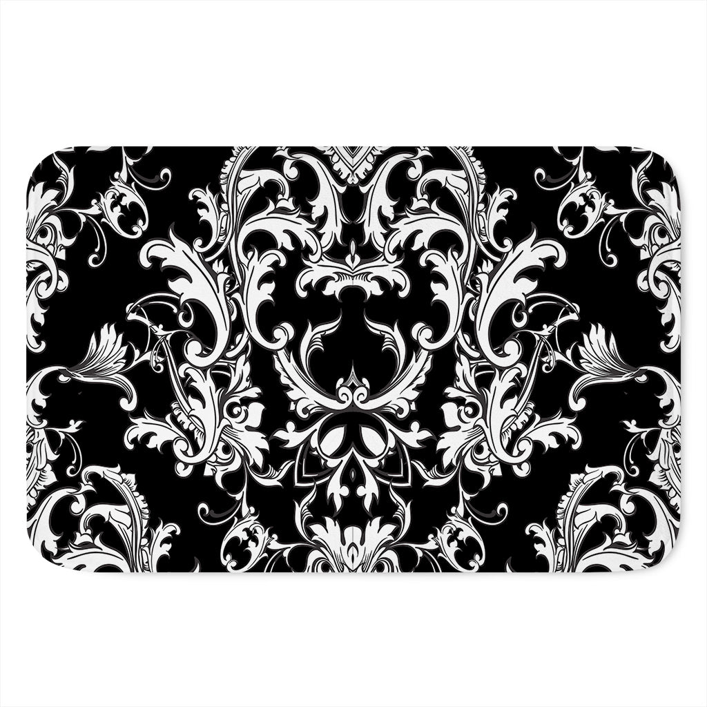 Black And White Damask Pattern Print Indoor Door Mat