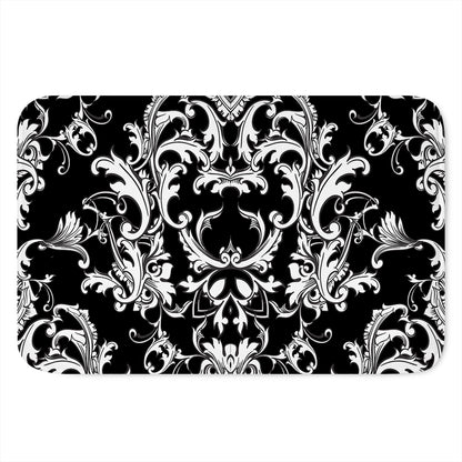 Black And White Damask Pattern Print Indoor Door Mat