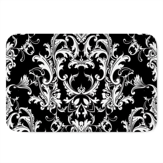 Black And White Damask Pattern Print Indoor Door Mat