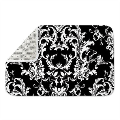 Black And White Damask Pattern Print Indoor Door Mat