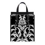 Black And White Damask Pattern Print Insulated Lunch Tote