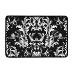 Black And White Damask Pattern Print Kitchen Mat