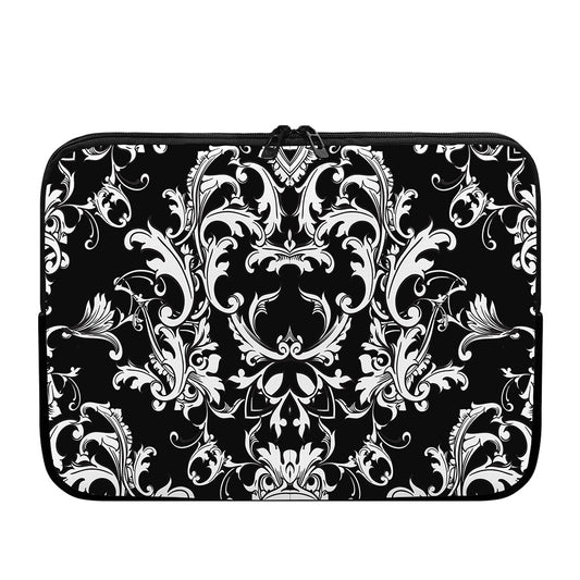 Black And White Damask Pattern Print Laptop Sleeve