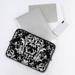 Black And White Damask Pattern Print Laptop Sleeve