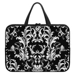 Black And White Damask Pattern Print Laptop Sleeve With Handle