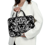 Black And White Damask Pattern Print Laptop Sleeve With Handle