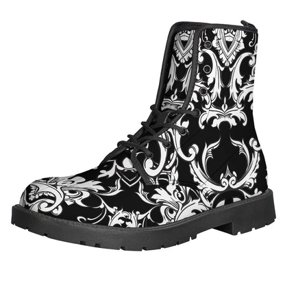 Black And White Damask Pattern Print Backpack