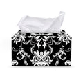 Black And White Damask Pattern Print Leather Tissue Box Cover