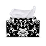 Black And White Damask Pattern Print Leather Tissue Box Cover
