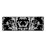 Black And White Damask Pattern Print Long Kitchen Mat
