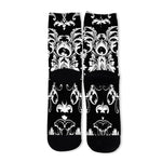 Black And White Damask Pattern Print Long Socks