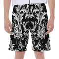 Black And White Damask Pattern Print Men's Beach Shorts